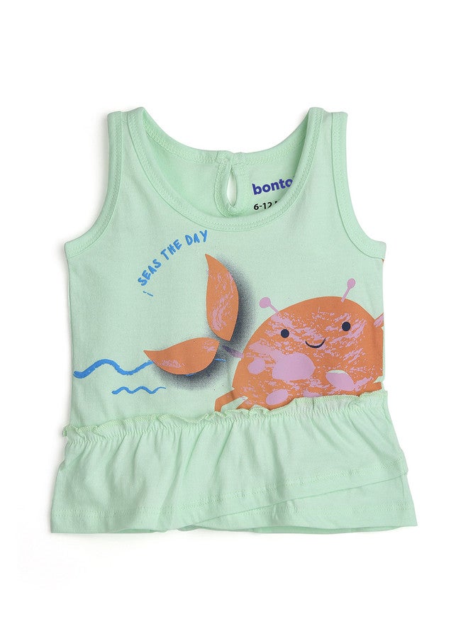 BONTOTS Infant Girls Cute Crab Printed Organic Cotton T-Shirt - Image 2